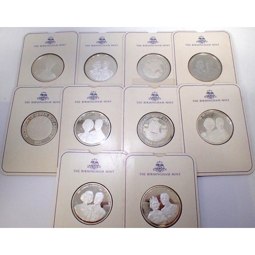 3109 - Ten silver proof Queens of Europe medallions struck by The Birmingham Mint. P&P Group 0 (£5+VAT for ... 