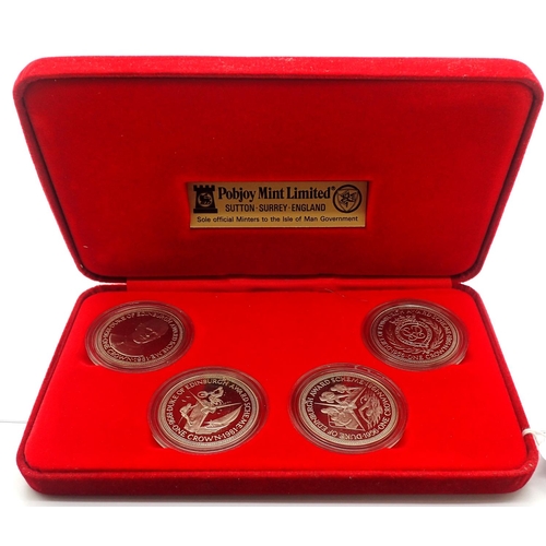 3114 - Cased set of four encapsulated one crown coins, I.O.M Government for 25th anniversary of The Duke of... 