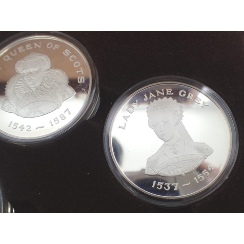 3115 - Set of five 9 Queens of The British Isles sterling silver medals. P&P Group 0 (£5+VAT for the first ... 