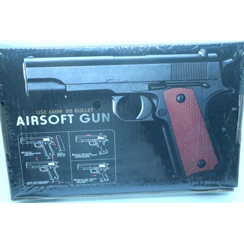 2008 - New boxed 6mm BB airsoft pistol, model V11. P&P Group 2 (£18+VAT for the first lot and £3+VAT for su... 