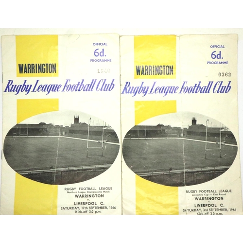 2015 - Rugby League: 1960s Warrington programmes, 1963 (7), 1964 (2) and 1966 (3). P&P Group 1 (£14+VAT for... 