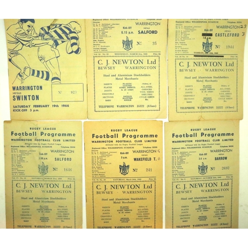 2015 - Rugby League: 1960s Warrington programmes, 1963 (7), 1964 (2) and 1966 (3). P&P Group 1 (£14+VAT for... 