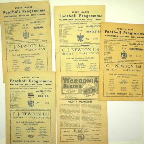 2015 - Rugby League: 1960s Warrington programmes, 1963 (7), 1964 (2) and 1966 (3). P&P Group 1 (£14+VAT for... 