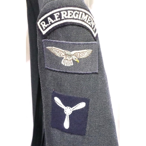 2035 - RAF Regiment Senior Aircraftsman tailored parade tunic and trousers badged for the Queens Colour Squ... 