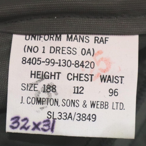 2039 - RAF Loadmaster Sergeant tunic and trousers with medic collar badges, approximate size M. P&P Group 2... 