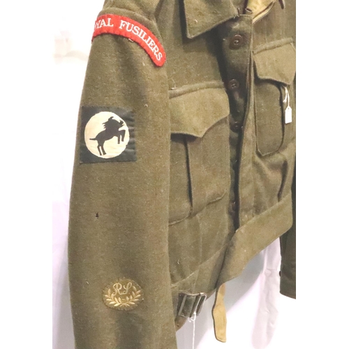 2042 - 1940 pattern British Army battledress badged for Royal Fusiliers, with trousers. P&P Group 2 (£18+VA... 