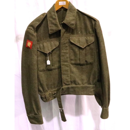 2045 - Scottish WWII battle dress dated 1945, size 13, significant hole in the back. P&P Group 2 (£18+VAT f... 