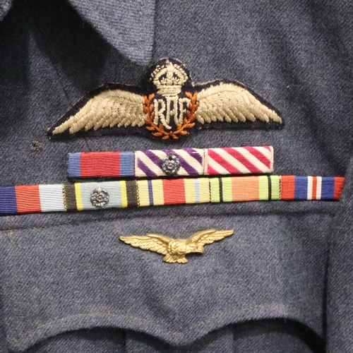 2048 - British post war RAF Squadron Leader or Wing Commander Pilots tunic with ribbon bars including DFC, ... 