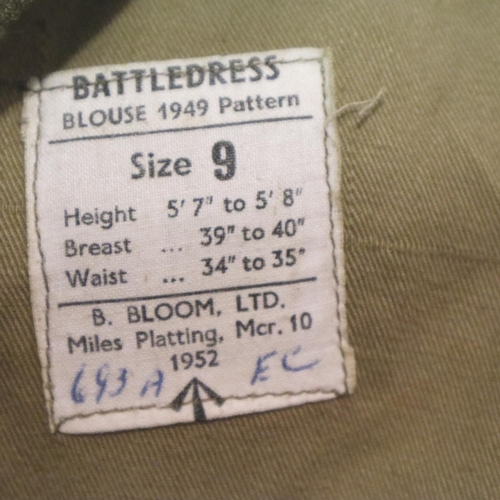 2062 - North Stafford regiment 1949 pattern 1954 dated battledress and trousers, with a Lincolnshire regime... 