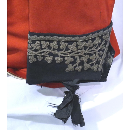 2070 - British Victorian military dress tunic with silver bullion wire collar and cuffs, some areas of dama... 