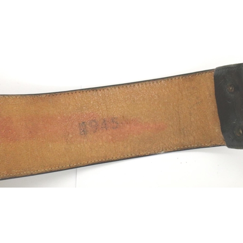 2075 - A German WWII 1945 dated leather Officers belt, lacking buckle. P&P Group 1 (£14+VAT for the first l... 