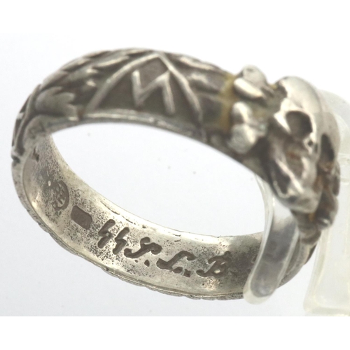 2077 - Silver German SS ring with inscription, H Himmler SS. P&P Group 1 (£14+VAT for the first lot and £1+... 