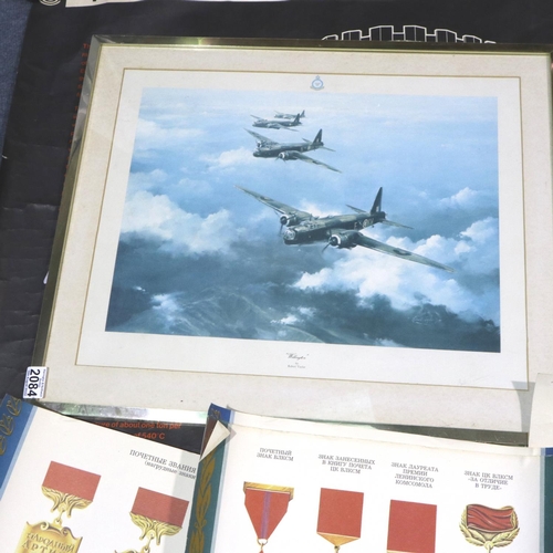 2084 - Mixed prints to include Soviet Russian medal prints and a framed RAF print. P&P Group 2 without fram... 