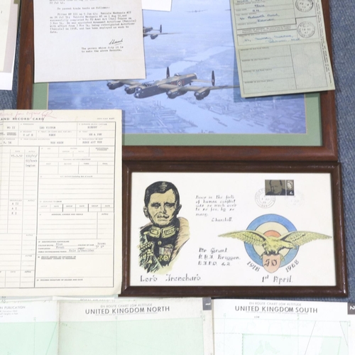 2085 - Quantity of WWII RAF ephemera. P&P Group 2 without frame (£18+VAT for the first lot and £3+VAT for s... 