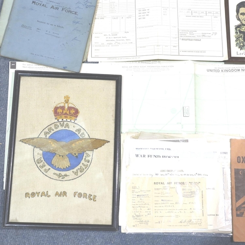 2085 - Quantity of WWII RAF ephemera. P&P Group 2 without frame (£18+VAT for the first lot and £3+VAT for s... 