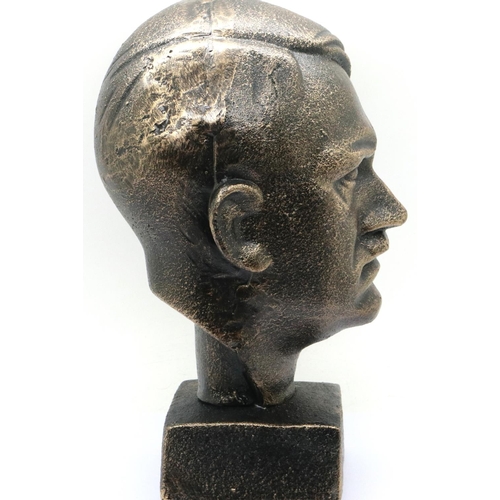 2088 - Bronzed cast iron bust of Adolf Hitler, H: 18 cm. P&P Group 2 (£18+VAT for the first lot and £3+VAT ... 