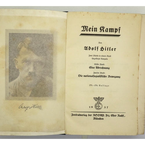 2091 - Mein Kampf by Adolf Hitler, 1937 edition inscribed in pencil. P&P Group 1 (£14+VAT for the first lot... 