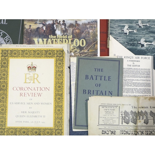 2096 - Mixed WWII period and military related ephemera, including two Soldiers Service books (unused), maga... 