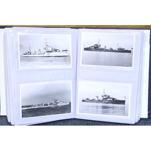 2099 - An album of 180 WWI and later period photographs and photographic postcards depicting battle ships. ... 