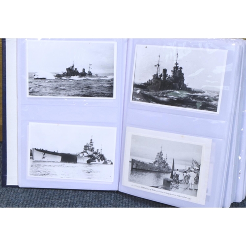 2099 - An album of 180 WWI and later period photographs and photographic postcards depicting battle ships. ... 