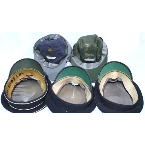 2116 - Three German military visor caps (likely post war) and two East German mountains troops cap (5). P&P... 