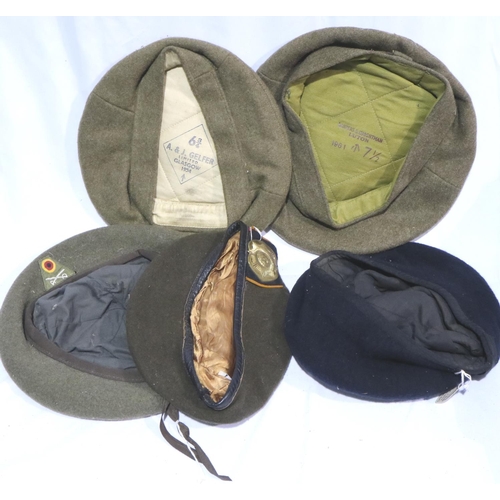 2124 - Five Scottish and other military berets and tam o shanter, one with damage. P&P Group 2 (£18+VAT for... 