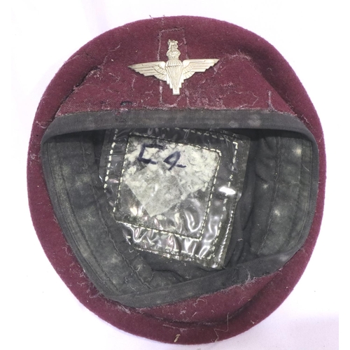 2154 - Parachute Regiment badged red beret, in poor condition. P&P Group 2 (£18+VAT for the first lot and £... 