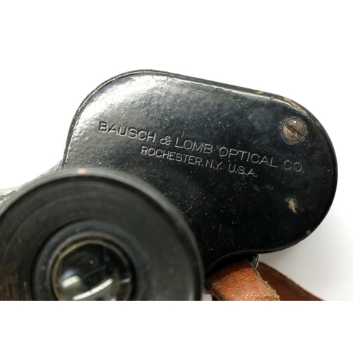 2168 - Bausch and Lomb American military issue binoculars dated 1915, marked with crows foot, in good order... 