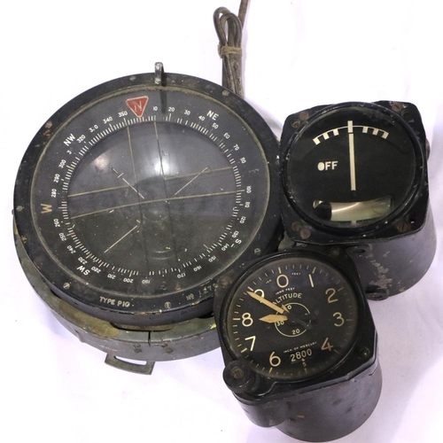 2169 - Three instruments recovered from an Avro Lancaster bomber including alto meter, turn and slip indica... 