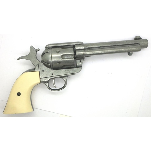 2181 - Colt single action Army metal replica revolver with imitation ivory grips. P&P Group 2 (£18+VAT for ... 