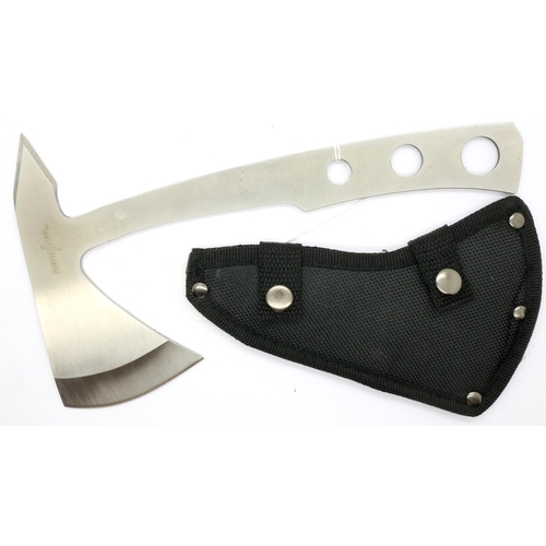 2184 - Perfect Point tomahawk with sheath. P&P Group 2 (£18+VAT for the first lot and £3+VAT for subsequent... 