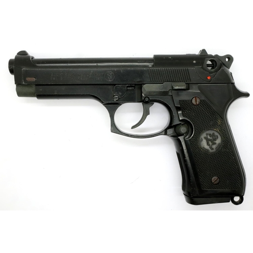 2185 - Brixia Arms Beretta 92FS 8mm blank firing, top venting, gun with a box of blanks. P&P Group 2 (£18+V... 