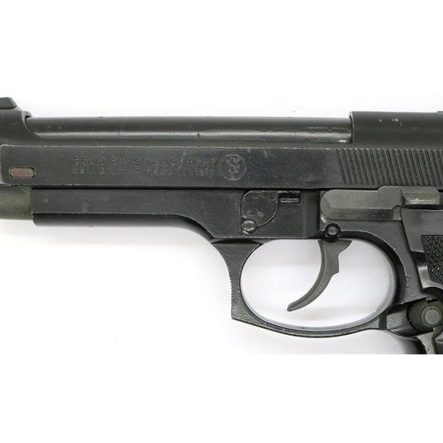 2185 - Brixia Arms Beretta 92FS 8mm blank firing, top venting, gun with a box of blanks. P&P Group 2 (£18+V... 