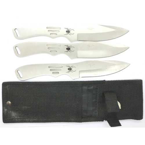 2195 - Set of three Perfect Point throwing knives with sheath. P&P Group 2 (£18+VAT for the first lot and £... 