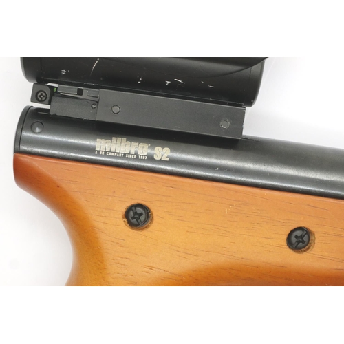 2196 - Milbro S2 air pistol .22 with a tri-colour 2x optic scope, boxed. P&P Group 2 (£18+VAT for the first... 