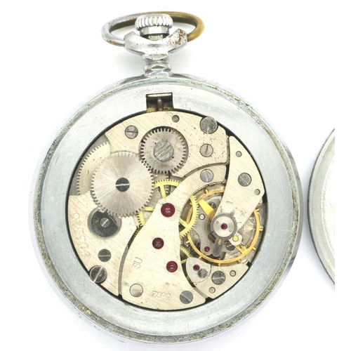 2205 - Modern chrome pocket watch with Third Reich emblems, working at lotting. P&P Group 1 (£14+VAT for th... 