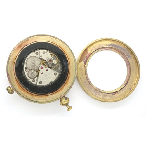 2208 - Modern brass pocket watch marked Junghans, with eagle and swastika, not working. P&P Group 1 (£14+VA... 