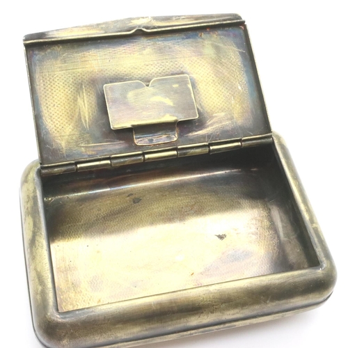 2209 - Silver plated table-snuff box, with later applied swastika badge, 12 x 8 cm. P&P Group 1 (£14+VAT fo... 