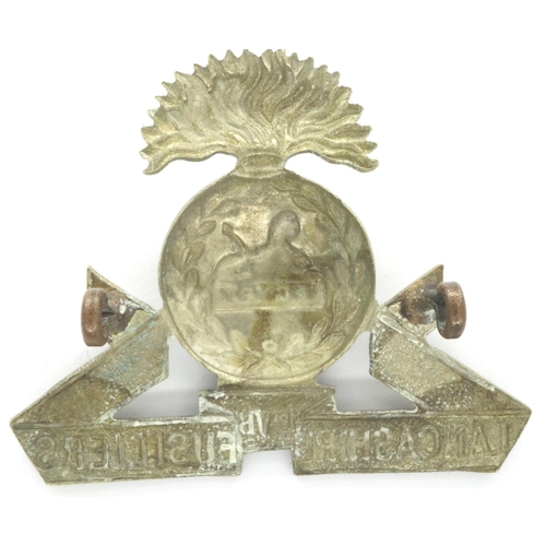 2243 - 1st Volunteer Battalion Lancashire Fusiliers white metal cap badge. P&P Group 1 (£14+VAT for the fir... 