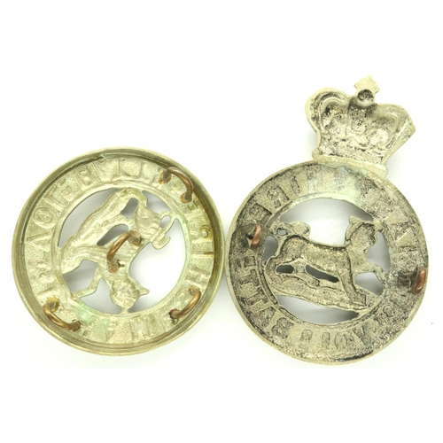 2273 - Two WWII brass 1st Volunteer Battalion Hampshire Regiment cap badges. P&P Group 1 (£14+VAT for the f... 