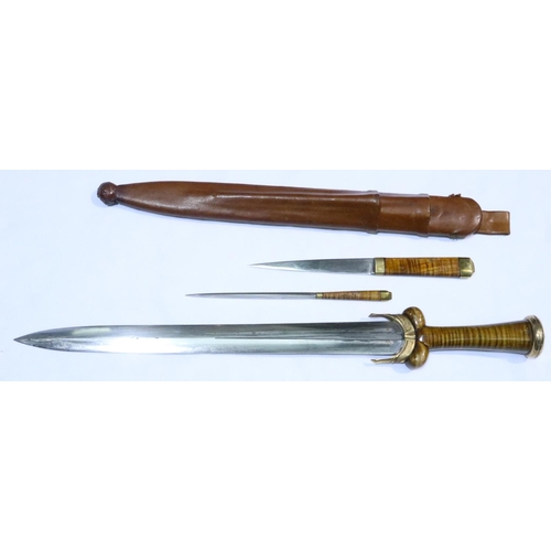 2285 - English Archers Ballock dagger with by knife and pricker based on examples in the Wallace collection... 