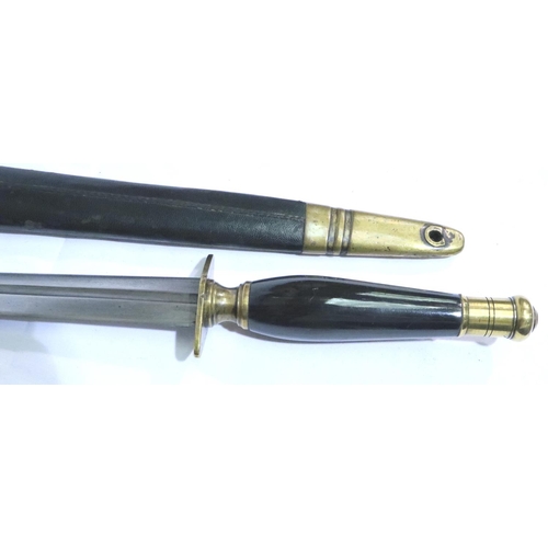 2296 - Late Georgian Navy Dirk with brass and leather sheath, blade L: 24 cm. P&P Group 2 (£18+VAT for the ... 