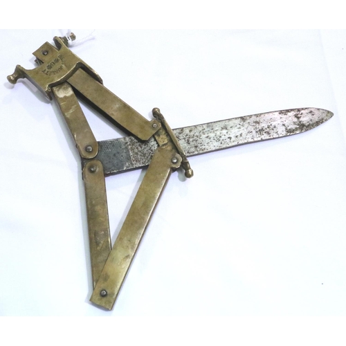 2305 - Rare brass folding knife, marked Best Quality No6, blade L: 11 cm. P&P Group 2 (£18+VAT for the firs... 