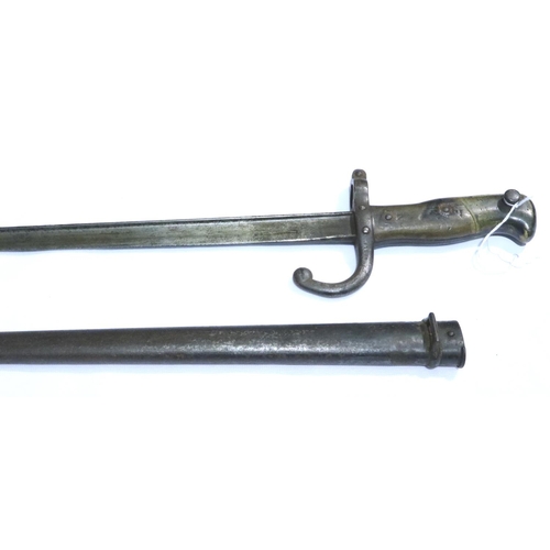 2321 - French WWI Gras bayonet with metal scabbard, marked J Denny Paris. P&P Group 2 (£18+VAT for the firs... 