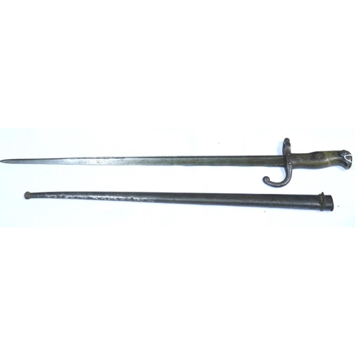 2321 - French WWI Gras bayonet with metal scabbard, marked J Denny Paris. P&P Group 2 (£18+VAT for the firs... 