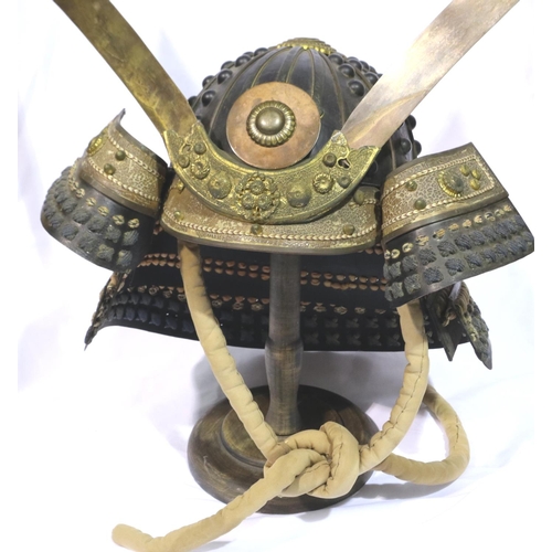 2114 - A Japanese Meiji period Kabuto with lacquered brass mounts and steel frame. P&P Group 3 (£25+VAT for... 