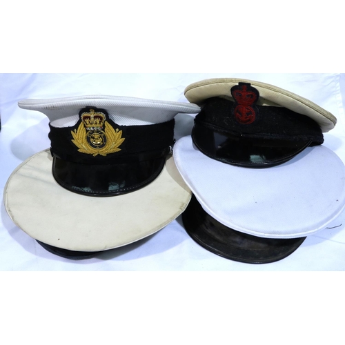 2117 - British Royal Navy dress cap and three further Royal Navy caps. (4) P&P Group 2 (£18+VAT for the fir... 