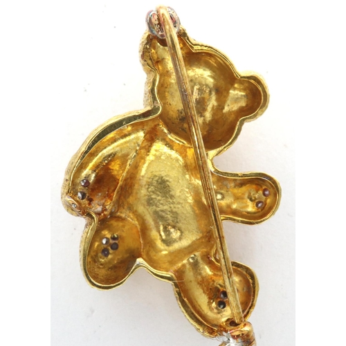 10 - 9ct gold teddy brooch, with sapphire set eyes, H: 30 mm, 7.8g. P&P Group 1 (£14+VAT for the first lo... 