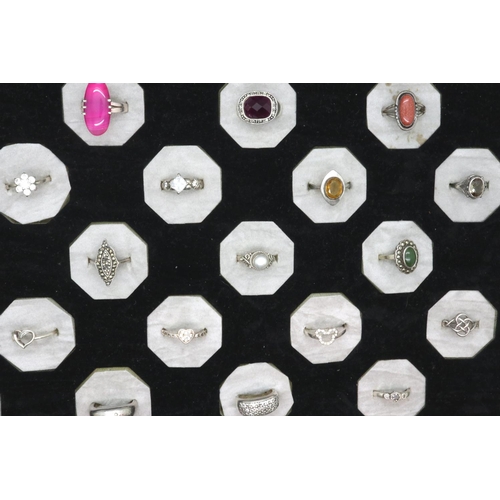 105 - Thirty silver rings, boxed, to include stone set examples. P&P Group 2 (£18+VAT for the first lot an... 