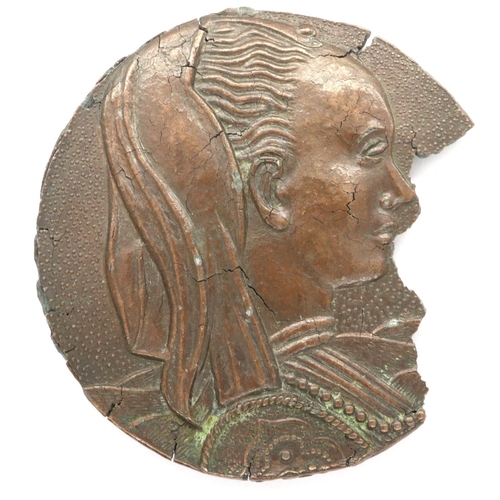 133 - 18th century St George, bronze family house seal plaque. P&P Group 0 (£5+VAT for the first lot and £... 